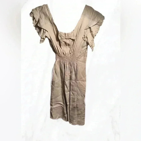 Piazza del tempio summer  lightweight casual linen mini short sleeve dress S - Picture 2 of 4